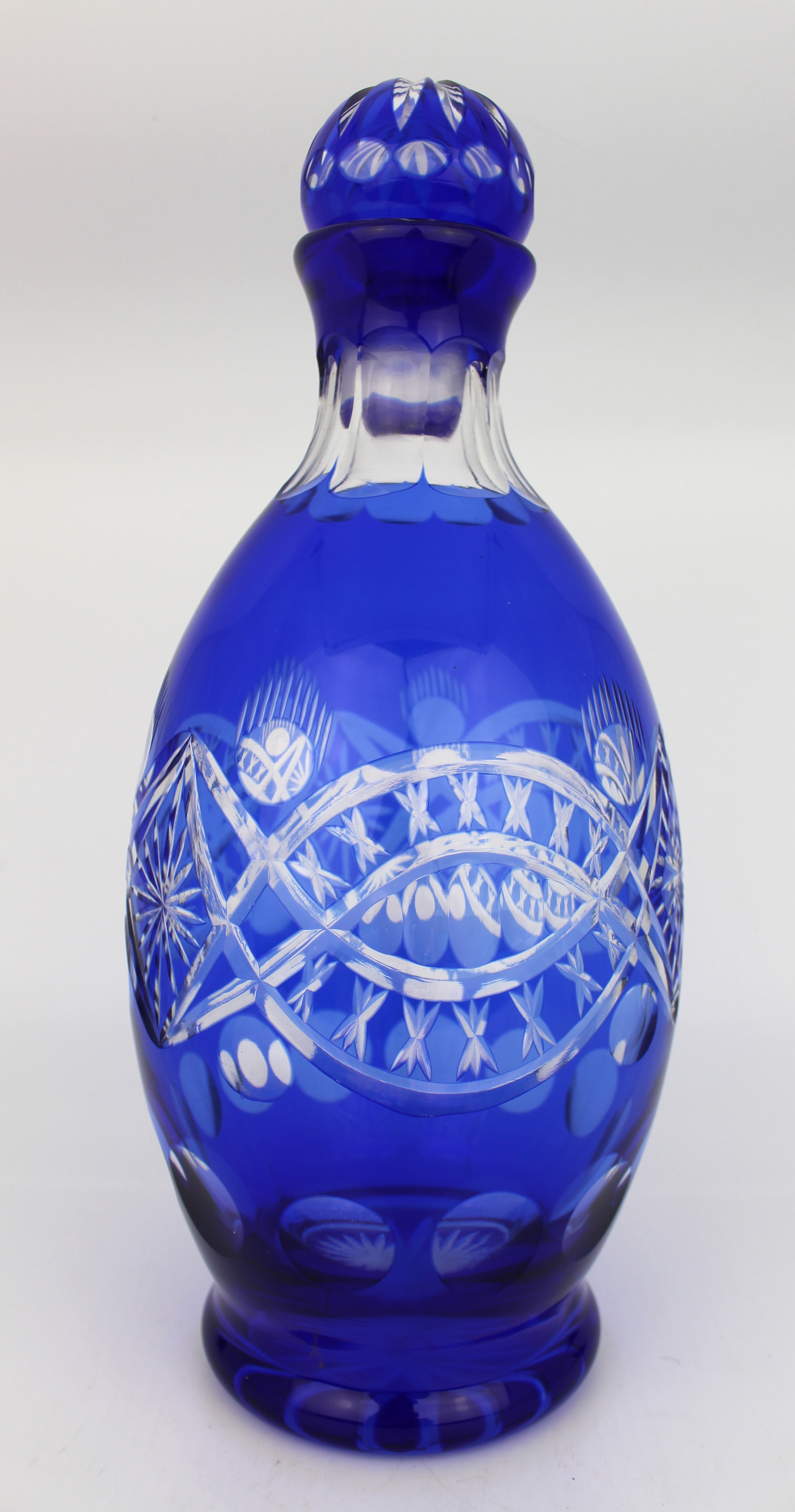 Antique Bohemian Cobalt Blue Overlay Cut Crystal Suite, 27 Pieces – Circa 1910