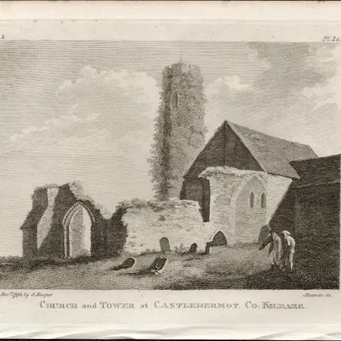 Castledermot Church & Tower Co Kildare Rare 1791 Francis Grose Antique Print.