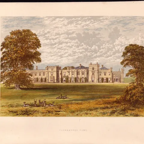 Panshanger Park Herts Gilt-Edge Coloured Antique Book Plate.