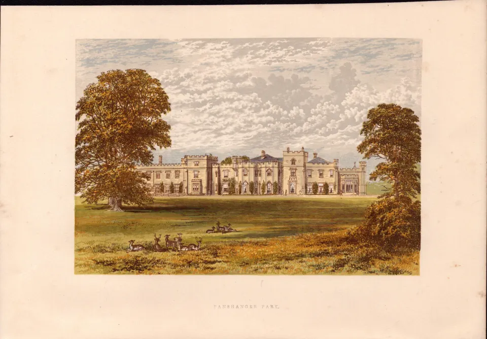 Panshanger Park Herts Gilt-Edge Coloured Antique Book Plate.