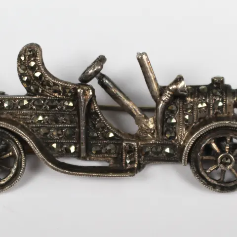 Vintage Silver & Marcasite Motor Car Brooch