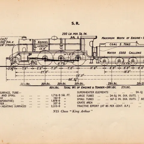 Southern Railway N15 Class “King Arthur”  Locomotive  Diagram 85 Year Old-32