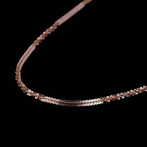 NEW! Italian Made Rose Gold Overlay Sterling Silver Alternate Margarita Chain