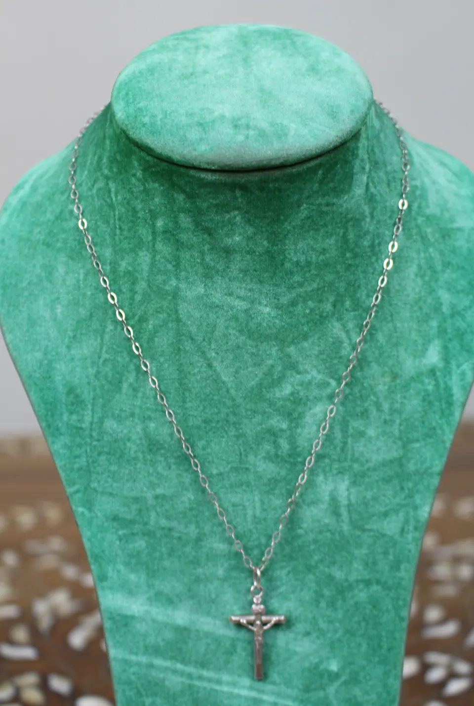 Vintage Sterling Silver Crucifix Necklace