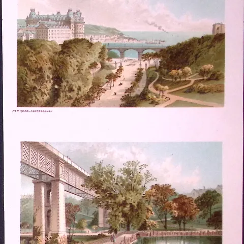 Scarborough Ramsden Valley & The New Road Victorian Antique Double Print-21