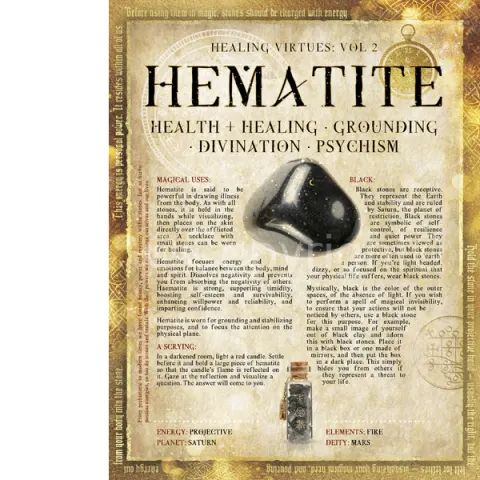 Hematte Crystal Gem Stone Healing Virtues Large  Metal Wall Art
