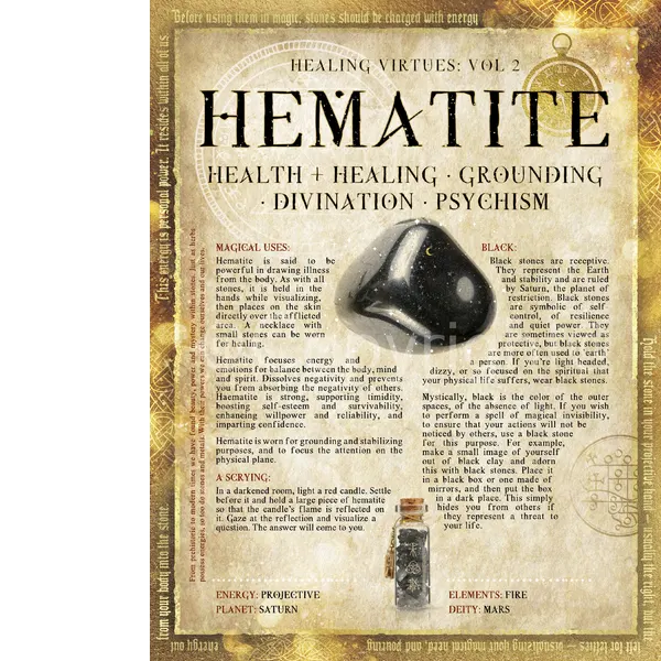 Hematte Crystal Gem Stone Healing Virtues Large  Metal Wall Art