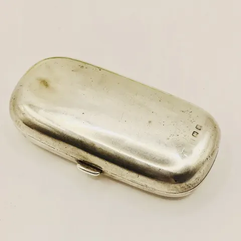 Antique Sterling Silver Plain Pill Box London Hallmarks 1907 40g L7cm W3cm