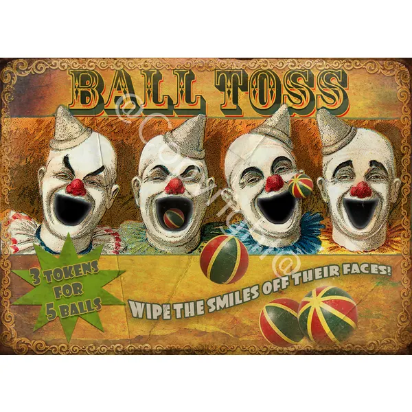 Ball Toss Stall Fairground Large Metal Wall Art