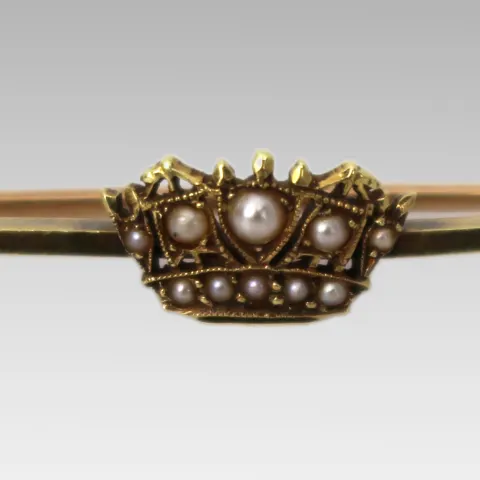 Antique Seed Pearl 14ct Gold Bar Brooch