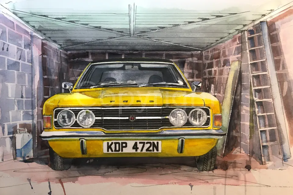 Ford Cortina MK2 Classic  Iconic Yellow Nostalgic British Car Metal Art Sign-2