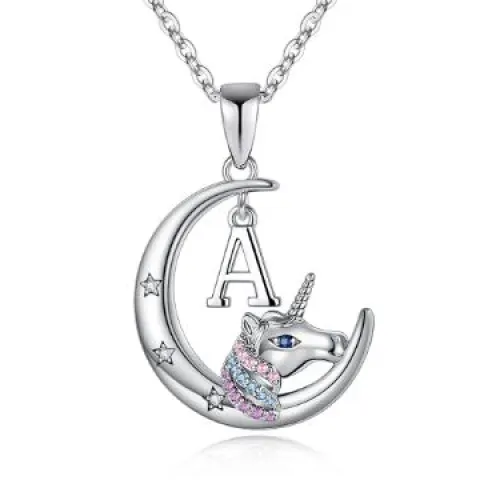 14 x Unicorns Gifts - 14K White Gold Plated Crescent Moon Pendant RRP £175.91 L14a