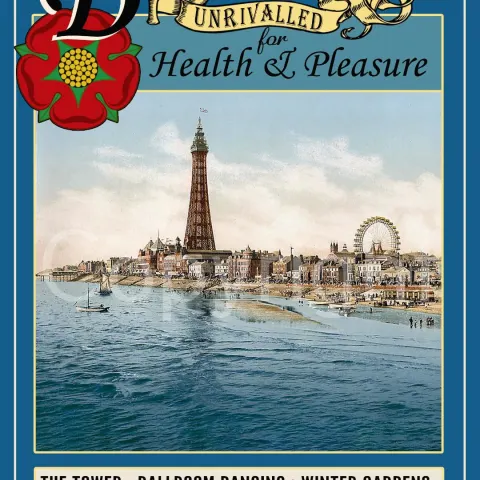Welcome To Blackpool Tower Victorian Style Holiday Poster Large Metal Wall Art