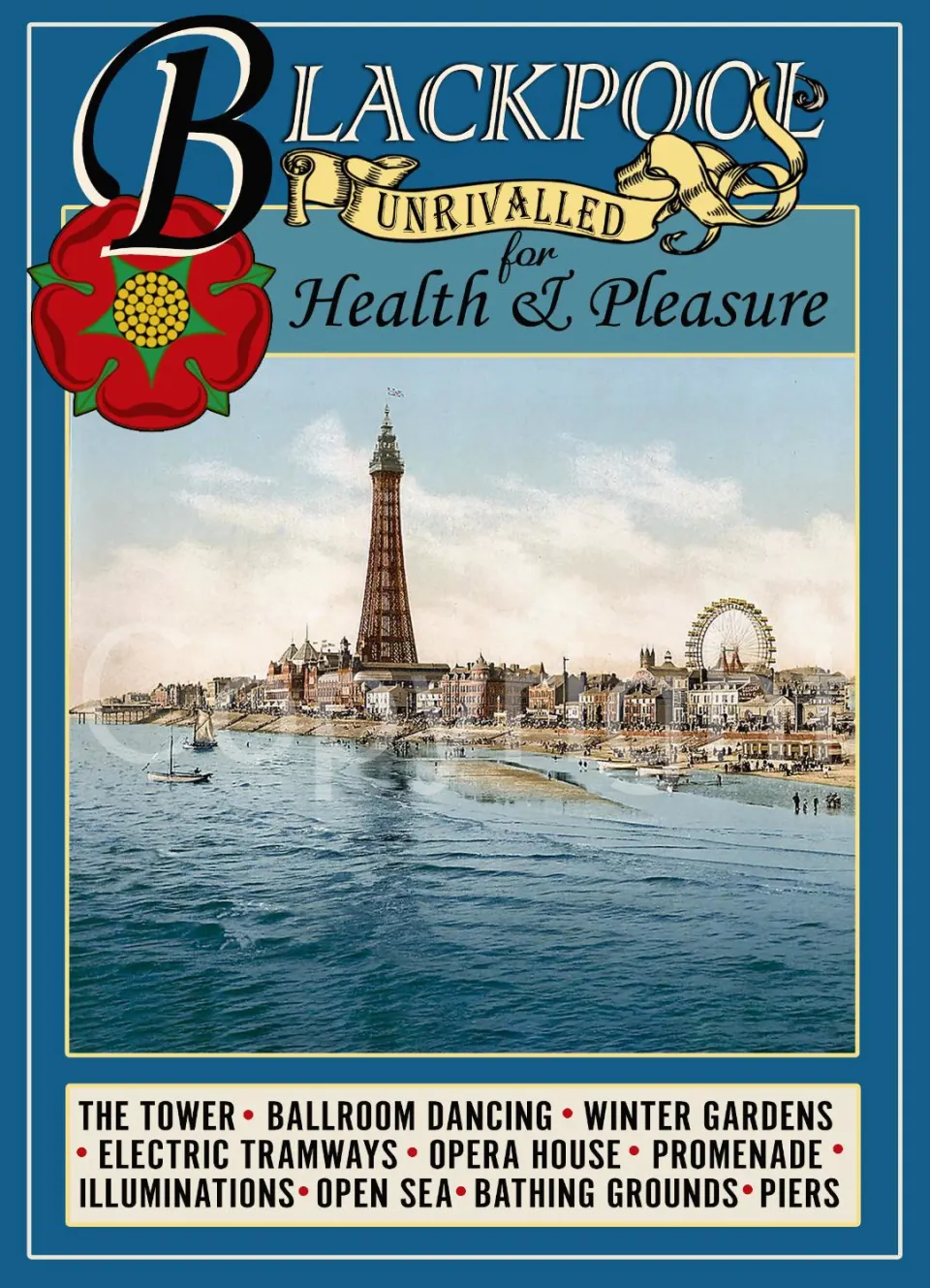 Welcome To Blackpool Tower Victorian Style Holiday Poster Large Metal Wall Art