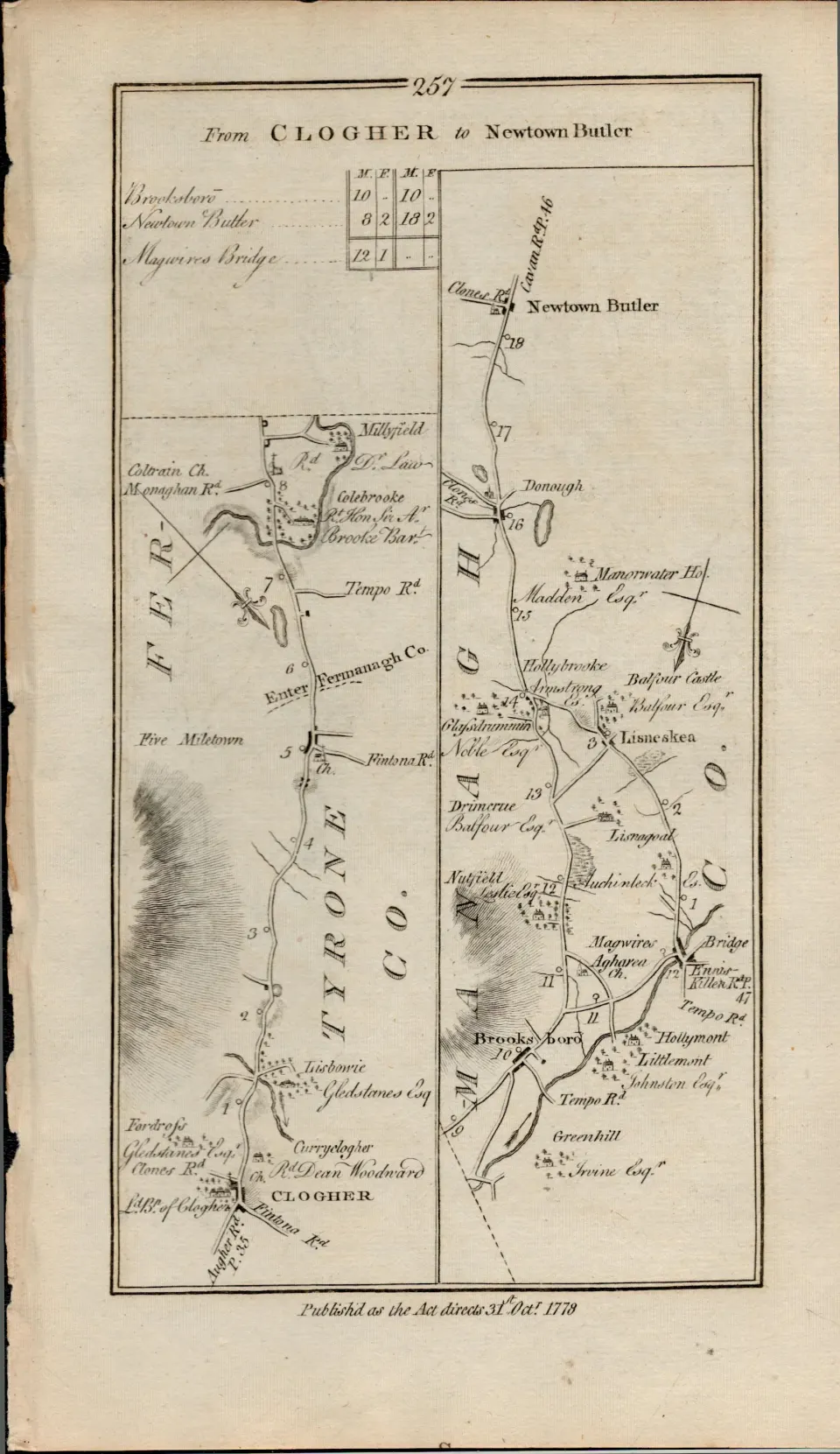 Taylor & Skinner 1777 Ireland Map Clogher Donagh Newtownstewart Cookstown.