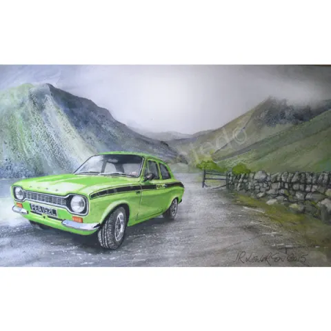 Ford Escort Mexico MK 1 1970's Classic Car Large  Metal Wall Art