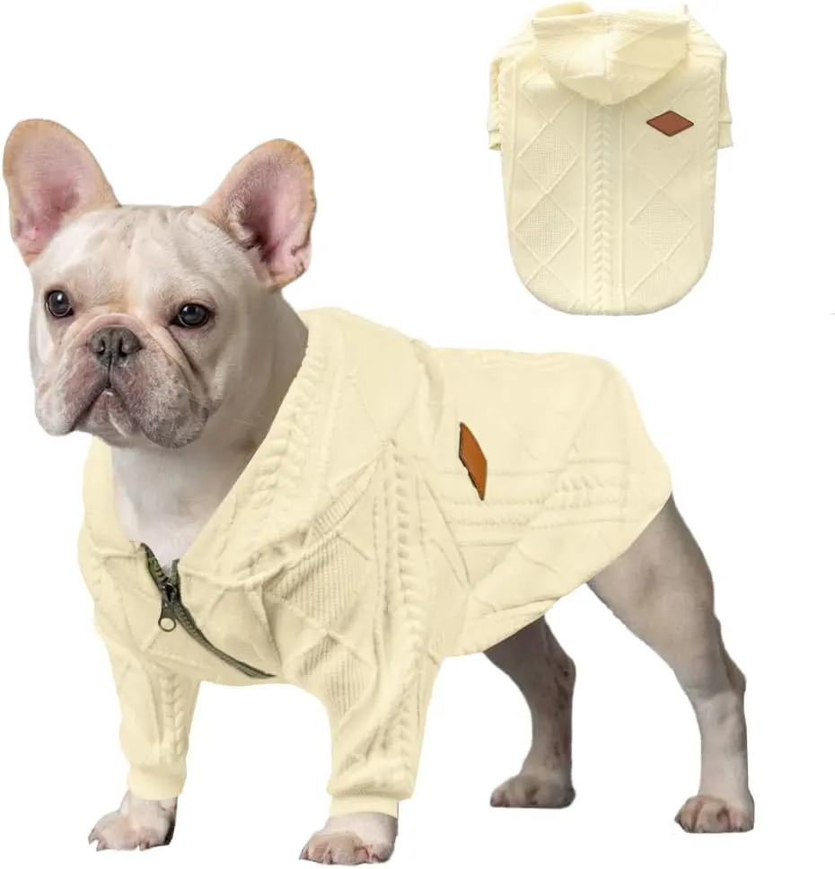 Zipper Hooded Dog Sweater Pet Clothing Dog Cat L6c