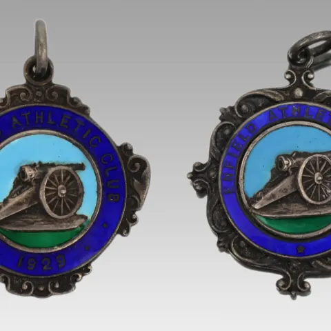 Pair of Enfield Athletic Club Enamel Silver Pendants