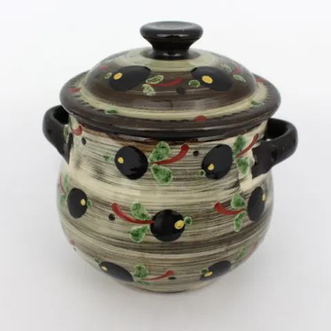 Decorative Lidded Two Handled Pot