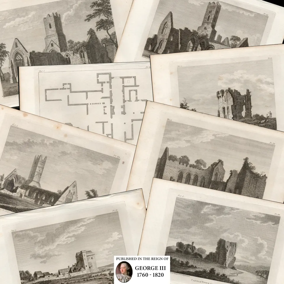 Kerry Ireland 225 Years-Old Job-Lot Grose 1792-1797 Antique Copper Block Engravings