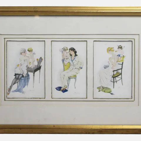 Triptych Paris Postcards Framed Modele Depose R & Cie