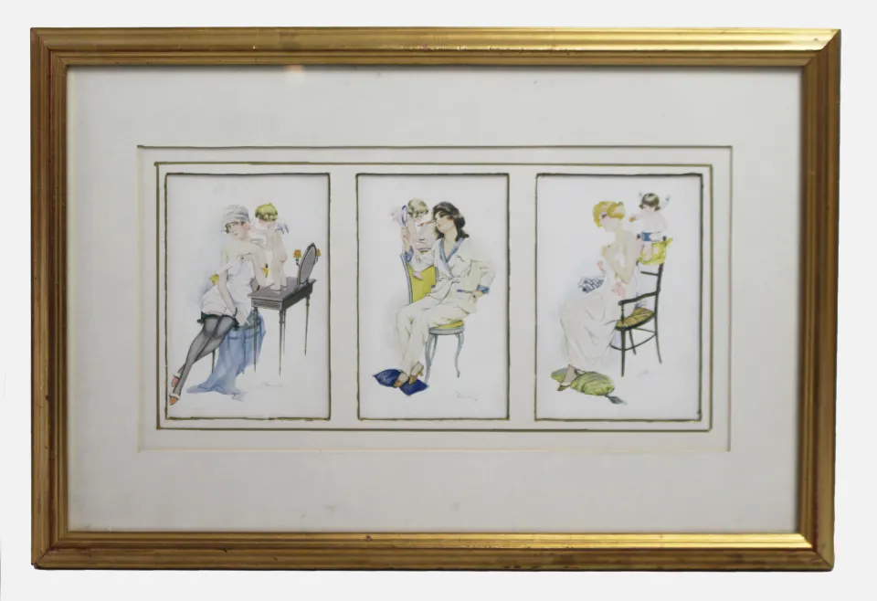 Triptych Paris Postcards Framed Modele Depose R & Cie