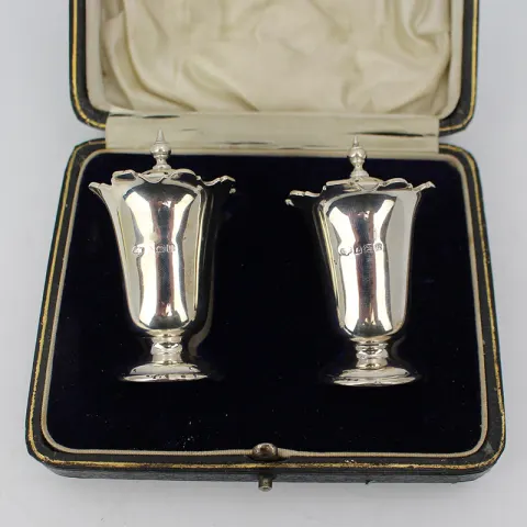 Pair of Cased Antique Silver Salts