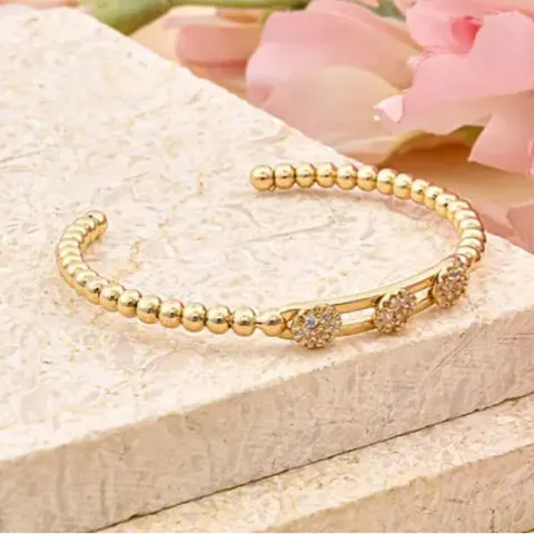 NEW! Simulated Diamond 3 Moveable Flower Bangle