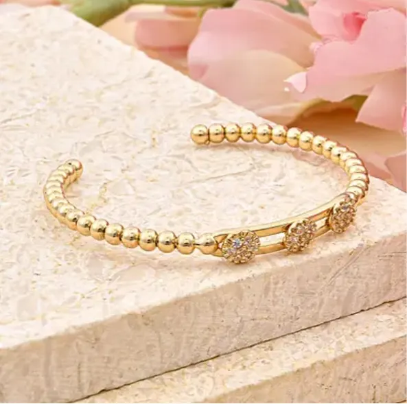 NEW! Simulated Diamond 3 Moveable Flower Bangle