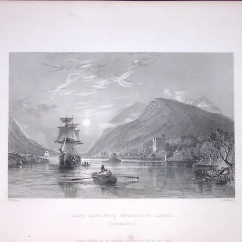 Invergarry Castle Scotland W Beattie 188 Years-Old Antique Steel Engraving-33