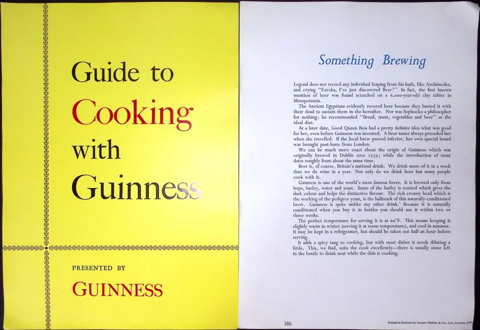Guinness Guide To Cooking With Guinness 60-Year-Old 4 Page Print.