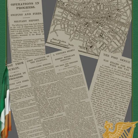 Easter Rising 1916 Newspaper Sinn Fein Rebels Take Over Key Areas of Dublin City.
