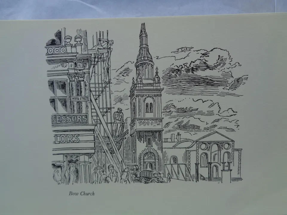 Edward Bawden Original Lithograph - London 1 Bow Church