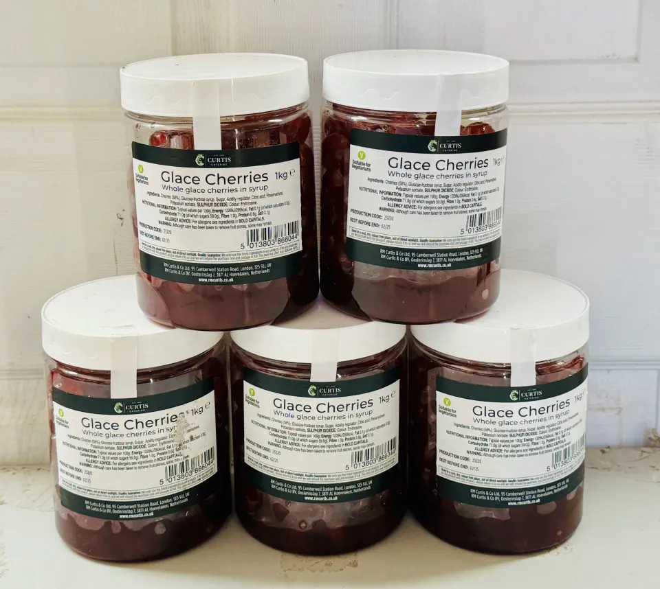 5 x Curtis Catering Glace Cherries 1kg New Sealed Tubs BBE Feb 25