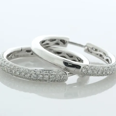 18ct White Gold Claw Set Hoop Diamond Earring 0.97 Carats