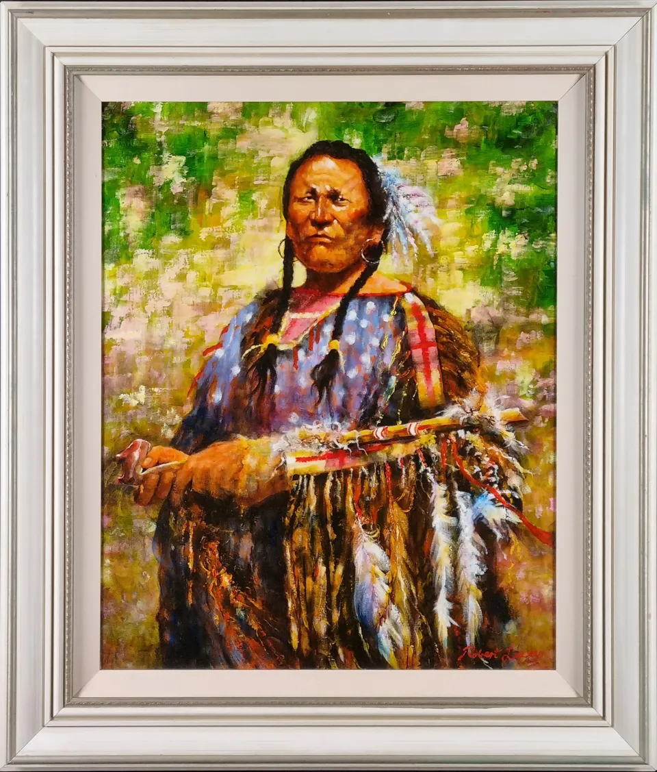 Robert Lacey Original Oil On Canvas "Ritual Medicine Pipe"