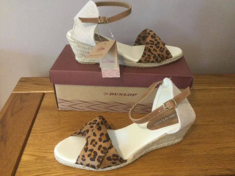 Dunlop “Cleo” Espadrille Wedge Sandals, Size 6, Leopard - New RRP £35.00