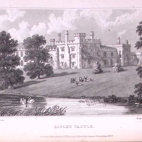 Ripley Castle Yorkshire 198 Years-Old Thomas Allen Antique Steel Engraving-21