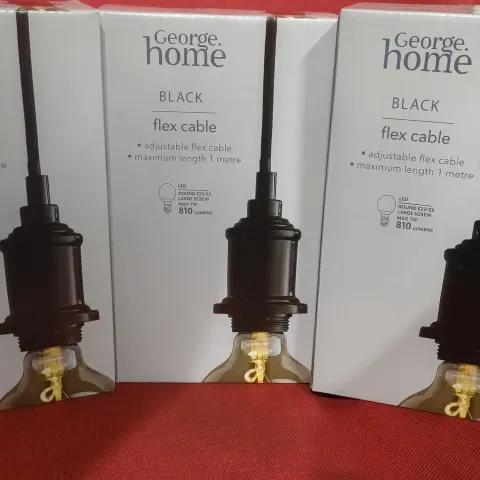 3 X George home Black flex cable light fixture. RRP £30 - GRADE A
