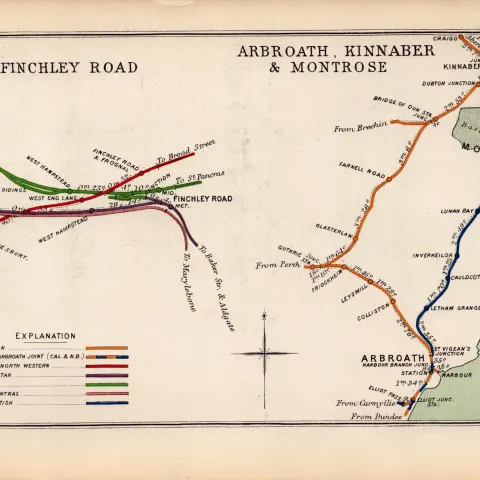 Kilburn Finchley Road West Hampstead London Antique Railway Diagram-93.