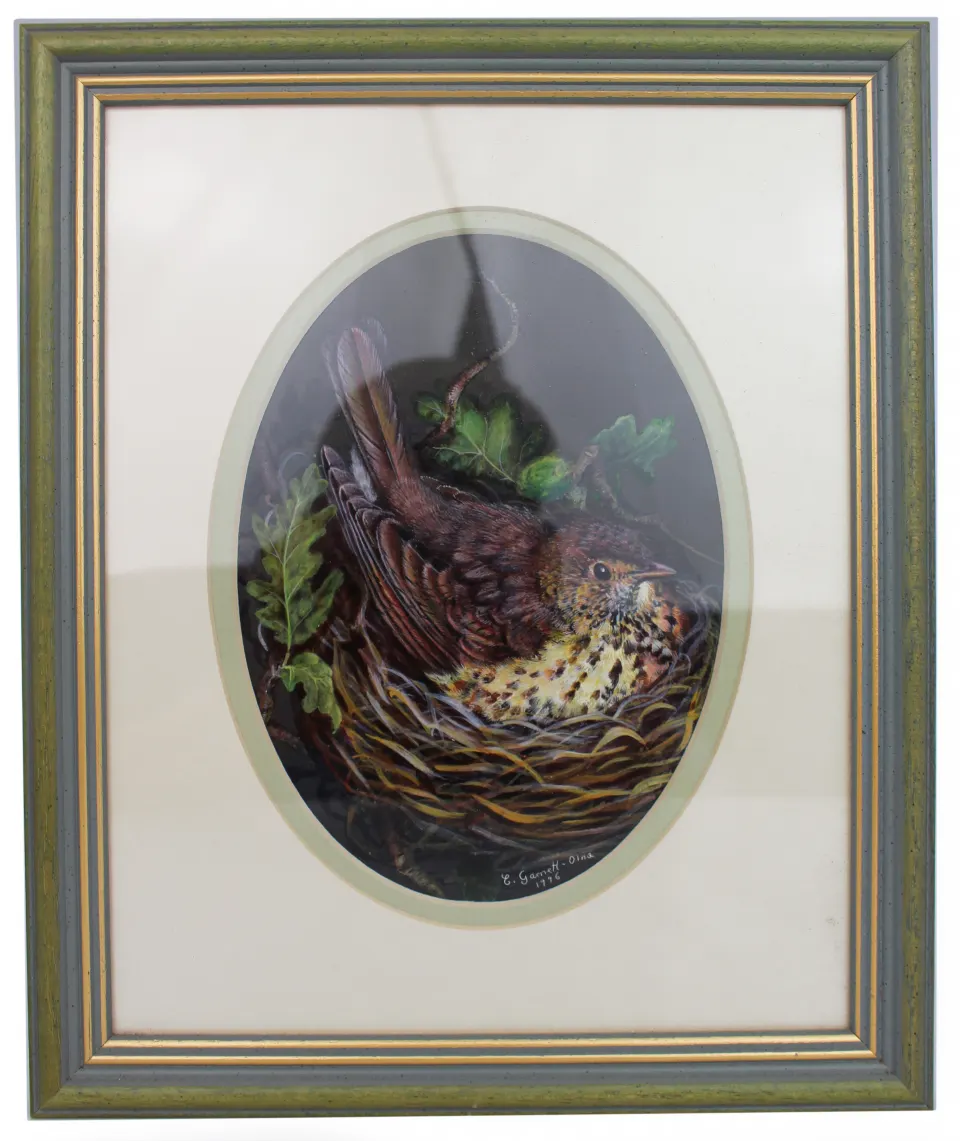 Painting of Song Thrush by Liz Garnett-Orme (British, Contemporary)