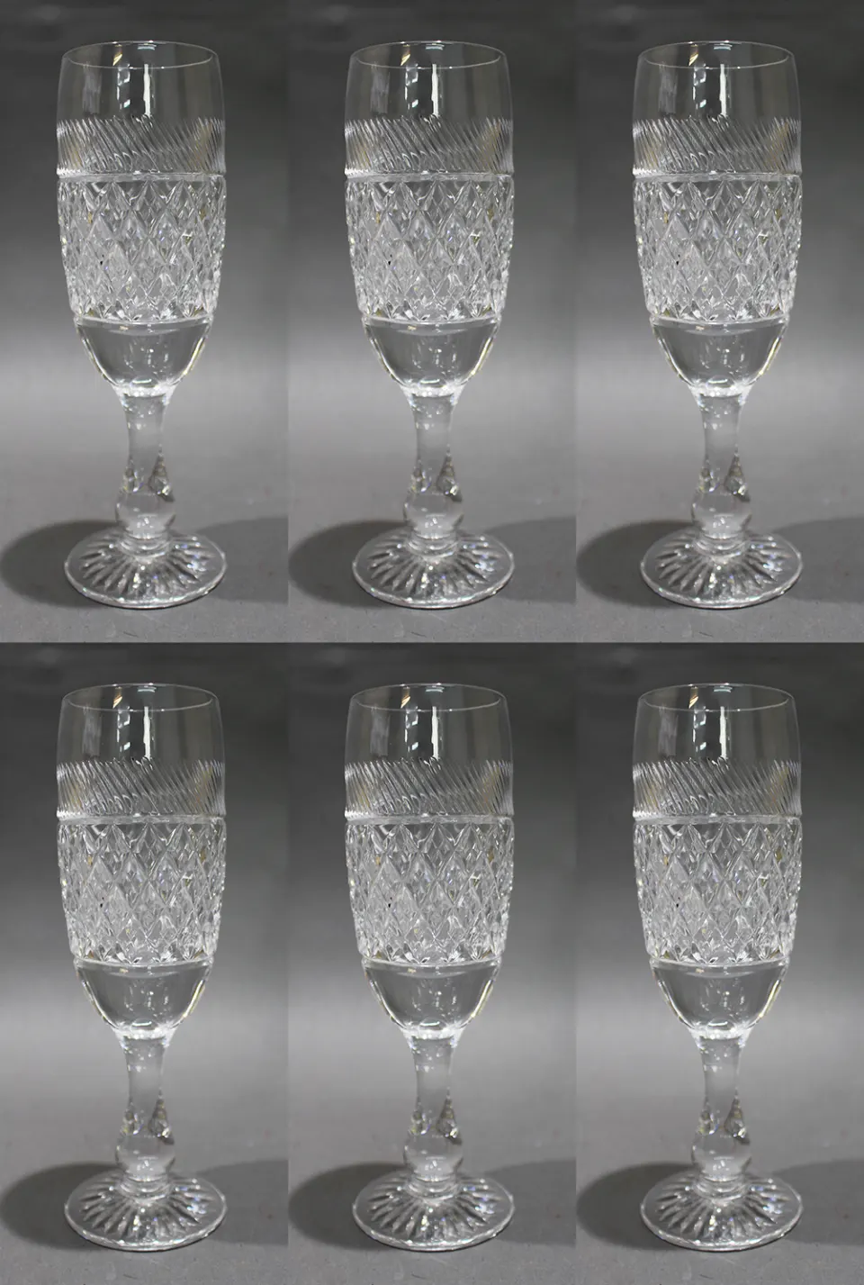 Set of 6 Tudor Crystal Holbein Flutes