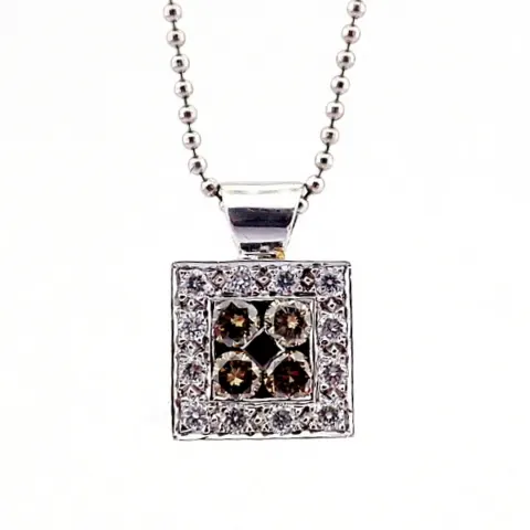 An exquisite necklace detailed with brown and white brilliant diamonds
