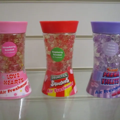 12 x Swizzels gel bead air fresheners: Love Hearts, Drumsticks, etc. RRP £7.99 each