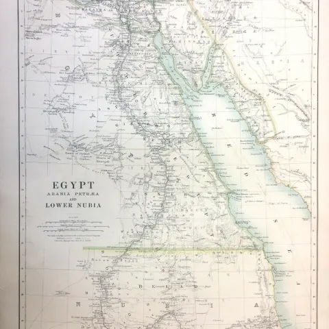 Antique 1885 Victorian Coloured  Map of Egypt & NW & Southern Africa.