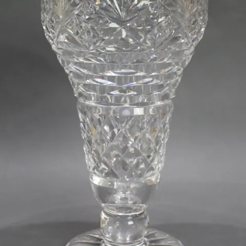 Mid 20th c. Large English Cut Glass Footed Vase