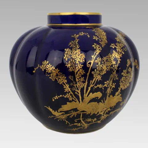 Late Victorian Royal Crown Derby Cobalt Blue & Gilded Vase