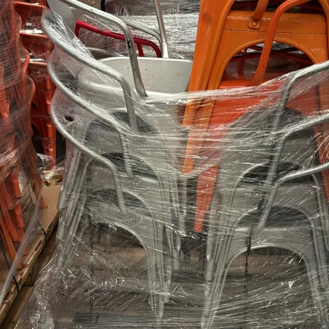 12 x Silver Torex Metal Armed Chairs 3 x Orange 1 x Silver