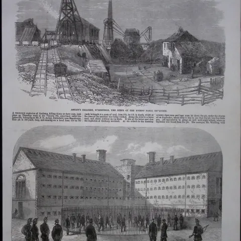 Irish Fenian Prisoners Confined at Mountjoy Prison Dublin 1866 Woodcut.