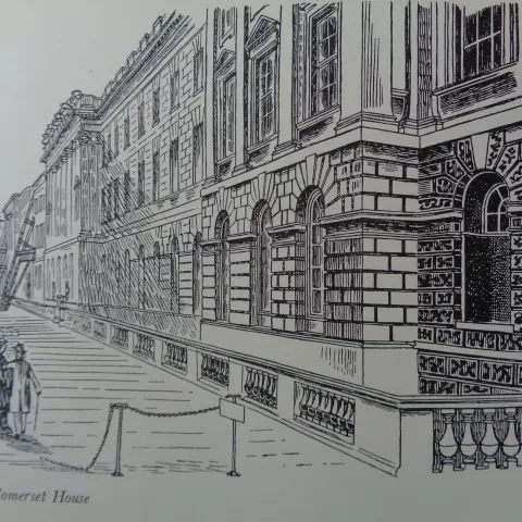 Edward Bawden CBE RA Original Vintage Historic Lithograph of London Historic Somerset House
